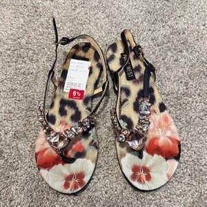 Nine West Women's Floral Sandals - Black and Multicolor